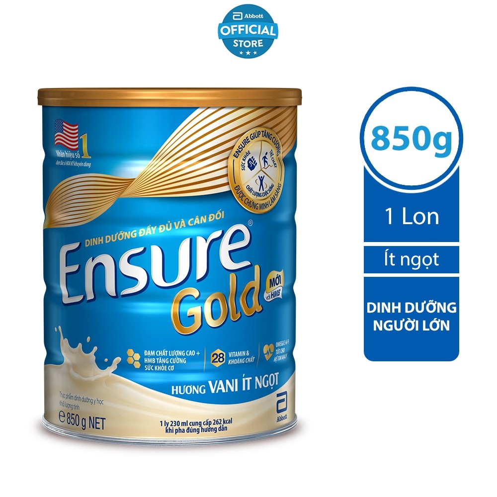 Hot sales cheap Sữa bột Ensure Gold Abbott ít ngọt 850g