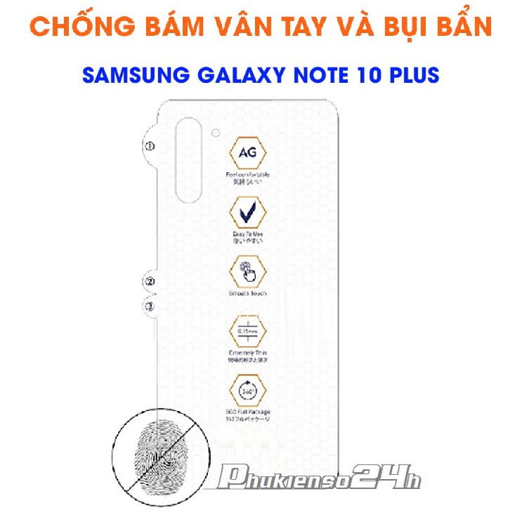 Miếng dán ppf mặt sau chống vân tay cho samsung galaxy note 10 plus, dán màn hình samsung