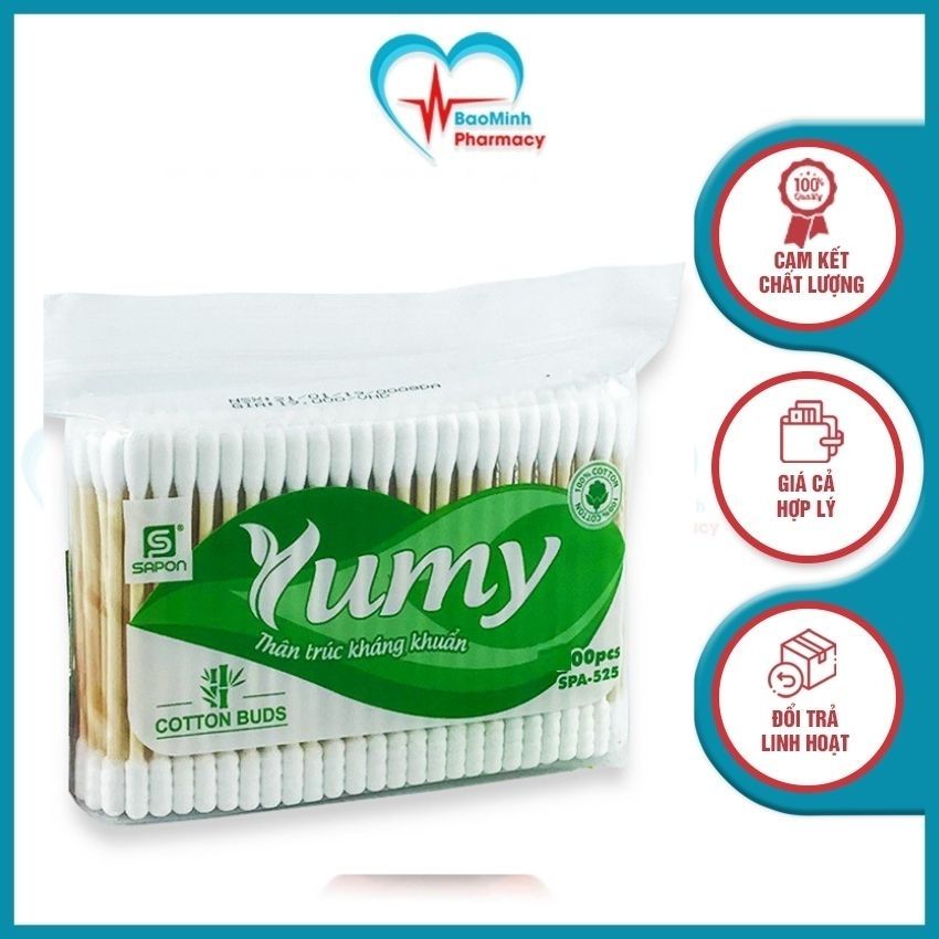 Tăm bông yumi cán gỗ. lấy ráy tai,