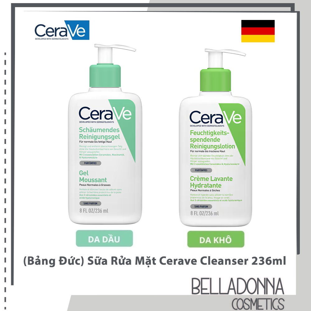 Sữa rửa mặt dịu nhẹ dưỡng ẩm làm sạch sâu cerave foaming facial cleanser 236ml