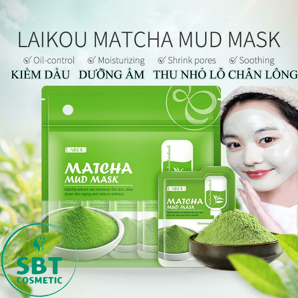 [HCM][ Set 12 Gói ] Mặt Nạ Bùn Trà Xanh Matcha Mud Mask LAIKOU - Kiểm Soát Dầu Mụn Thu Nhỏ Lỗ Chân Lông Làm Trắng Da Loại Bỏ Mụn Đầu Đen Chăm Sóc Da