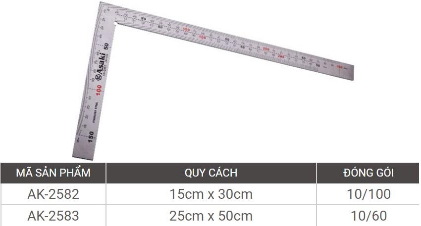 500mm thước eke cơ khí inox asaki ak-2583