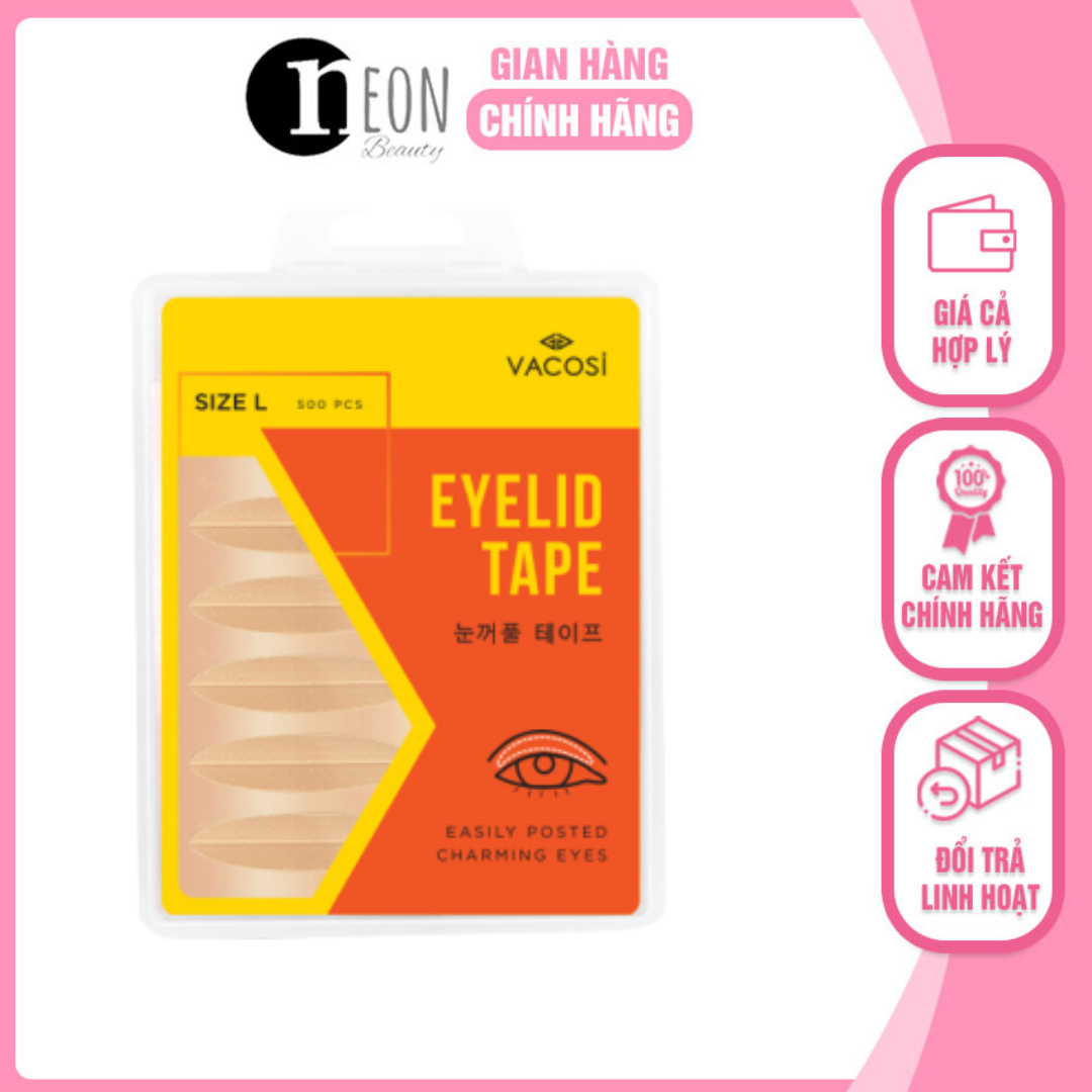 Miếng dán kích mí vacosi size l 500 miếng eyelid tape tạo mắt 2 mí,t130 nhấn mí rõ nét - neon beauty