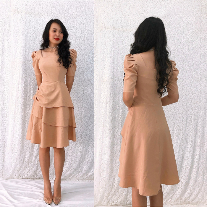 [HCM]Đầm xòe cổ vuông tay phồng tùng xếp 3 tầng trẻ trung xinh đẹp tôn dáng giá rẻ Misa Fashion MS177 - Hình thật do shop tự chụp