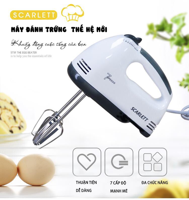 Máy đánh trứng cầm tay 07 tốc độ 180w thế hệ mới đa chức năng