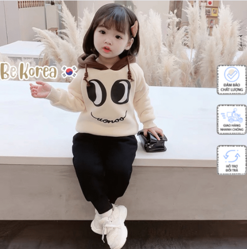 Bộ nỉ kute cho bé gái, bộ nỉ bông cao cấp cho bé yêu