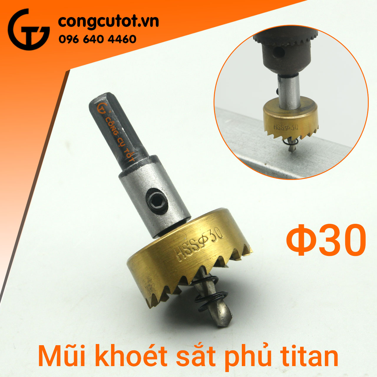 Mũi khoan khoét lỗ sắt phủ titan size tùy chọn