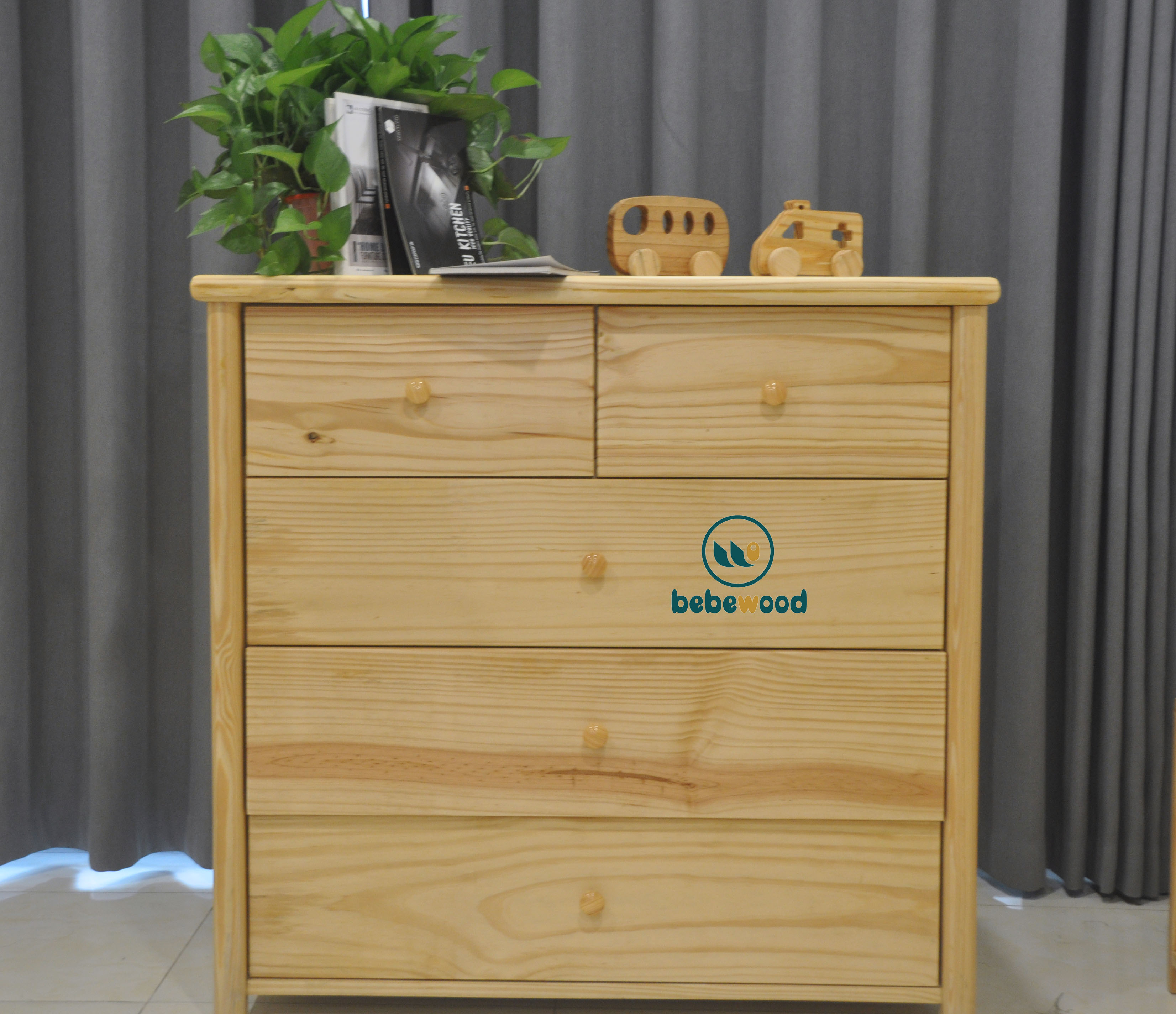 Tủ Quần Áo Cho Bé 4 Tầng Đựng Quần Áo Trẻ Em, Đồ Sơ Sinh Bằng Gỗ Tự Nhiên - bebewood