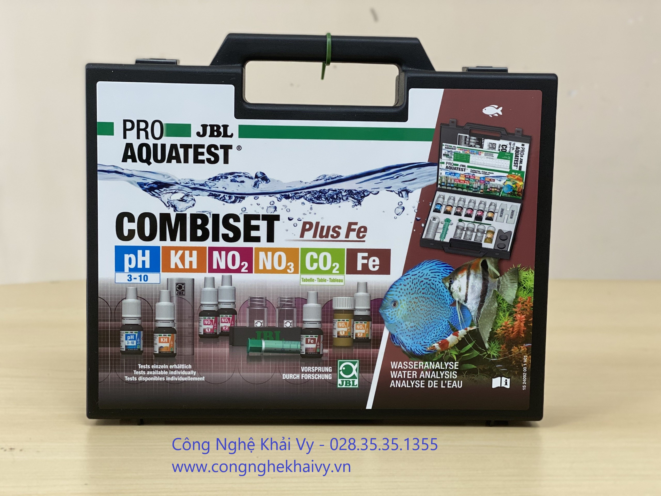 Bộ vali 5 chỉ tiêu jbl đức đo các chỉ tiêu: ph, kh, no2, no3, co2, fe