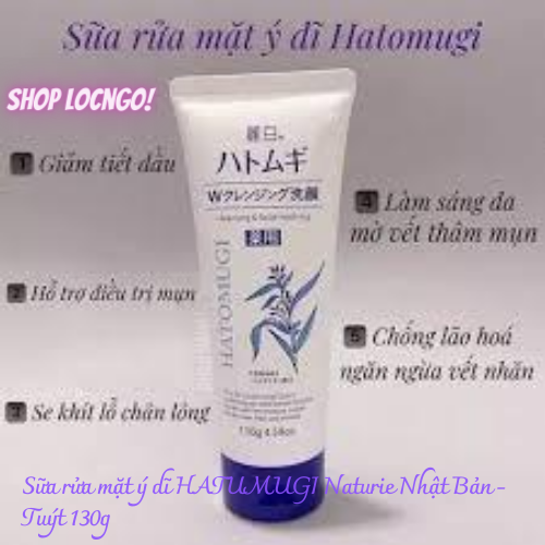 [Freeship]Sữa rửa mặt ý dĩ HATUMUGI Naturie Nhật Bản - Tuýt 130g by Shop LocNgo