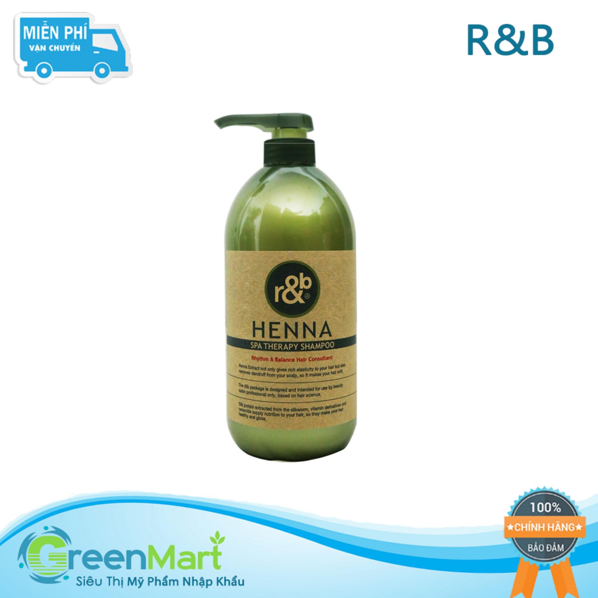 Dầu gội thảo dược ngăn rụng tóc cấp ẩm dưỡng tóc phục hồi tóc tạo bóng mềm mọc tóc nhanh R&B Henna Shampoo, HQ 1000ml