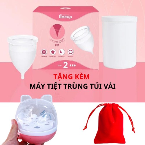 Cốc nguyệt san Lincup kèm máy tiệt trùng cốc tiệt trùng túi vải