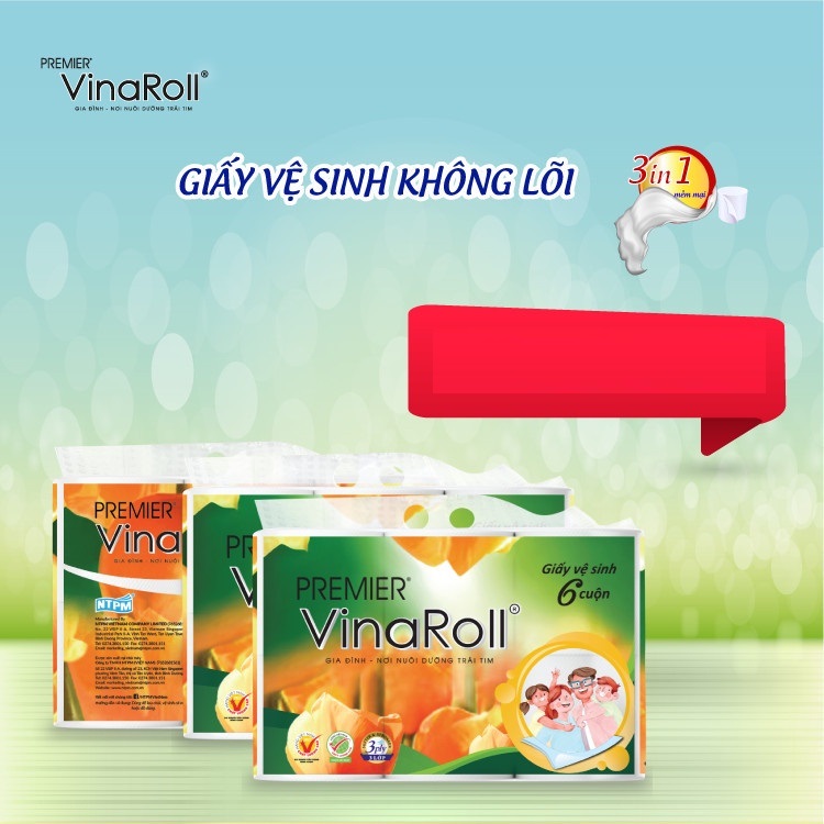 Giấy vệ sinh PREMIER VinaRoll Không Lõi -Lốc 6 cuộn