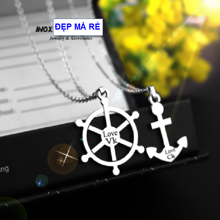 Dây chuyền cặp đôi inox Đẹp Mà Rẻ hình Bánh Lái và Mỏ Neo  Giá bán như trên là 1 cặp như hình - Cam kết 1 đổi 1 nếu hoen , gỉ sét