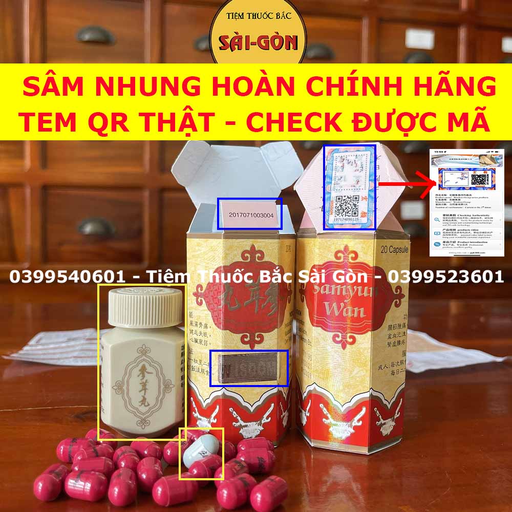Sâm Nhung Hoàn Đỏ CHÍNH HÃNG, TEM THẬT CHECK ĐƯỢC MÃ QR - SamYun Wan Giúp Tăng Cân Ngủ Ngon 20v