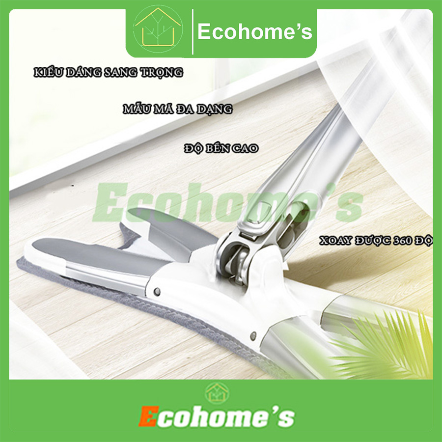 Cây lau nhà chữ X Ecohome's inox xoay 360 có đầu vắt xoắn giúp bạn làm khô giẻ lau một cách dễ dàng mà không cần chạm tay  1 thêm cây bàn chải  để dễ dàng quét được bụi bẩn khỏi miếng lau.