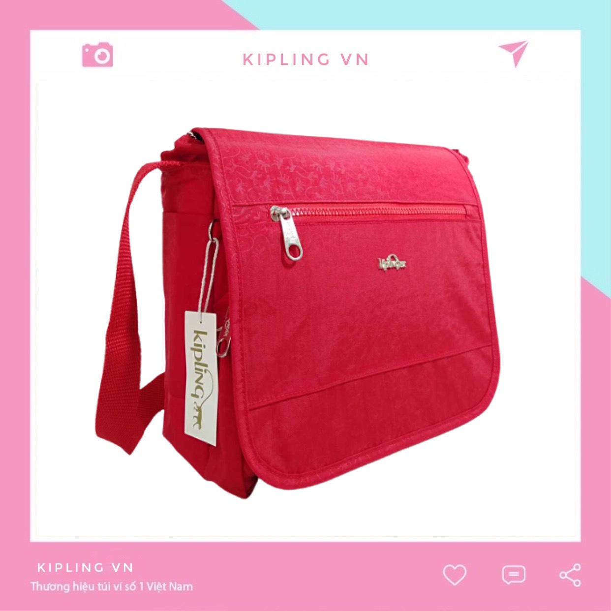 [HCM]KIPLING Túi Đeo Chéo Nắp Gập vải dù siêu nhẹ chống thấm nước dễ dàng vệ sinh vết bẩn