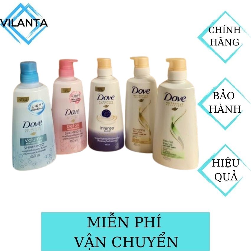 [FreeShip] Dầu Gội Xả Dove Thái Lan VILANTA với chiết xuất từ thiên nhiên giúp tóc chắc khỏe, giảm gãy rụng, gàu, ngứa, phục hồi hư tổn và suôn mượt-450ml