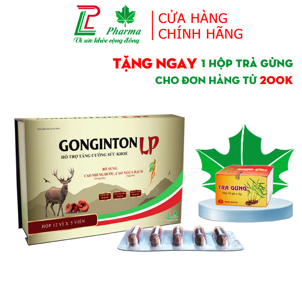 Viên uống tăng cường sức đề kháng Gonginton LP Pharma - thành phần nhân sâm