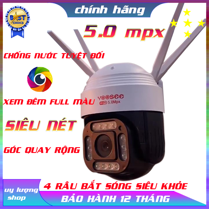 <Tặng thẻ xịn 64> Camera yoosee 5.0 mpx, hình ảnh sắc nét, xem đêm full màu, chống nước tốt, đàm thoại 2 chiều, góc quay rông, dễ cài đặt và sử dụng Giá  750,000 Đồng*Miễn phí vận chuyển