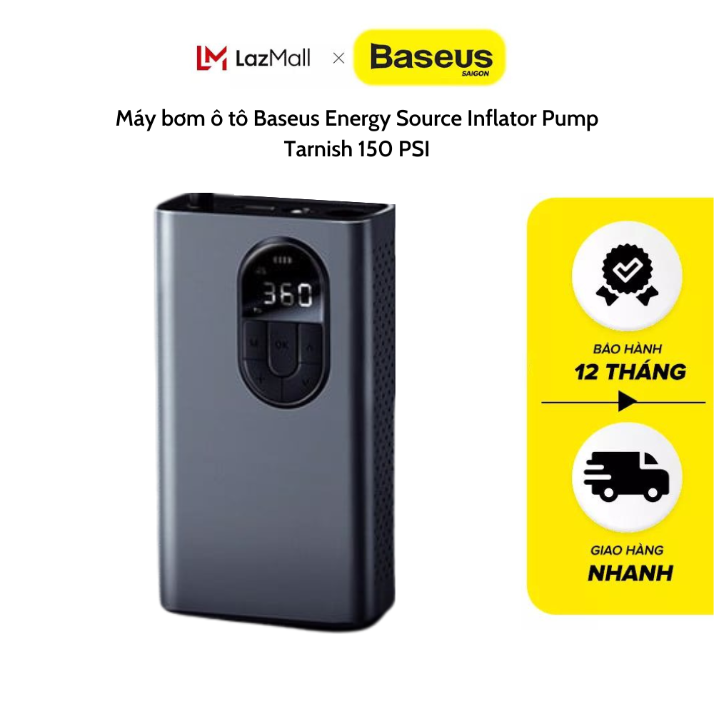 Máy bơm ô tô Baseus Energy Source Inflator Pump Tarnish 150 PSI