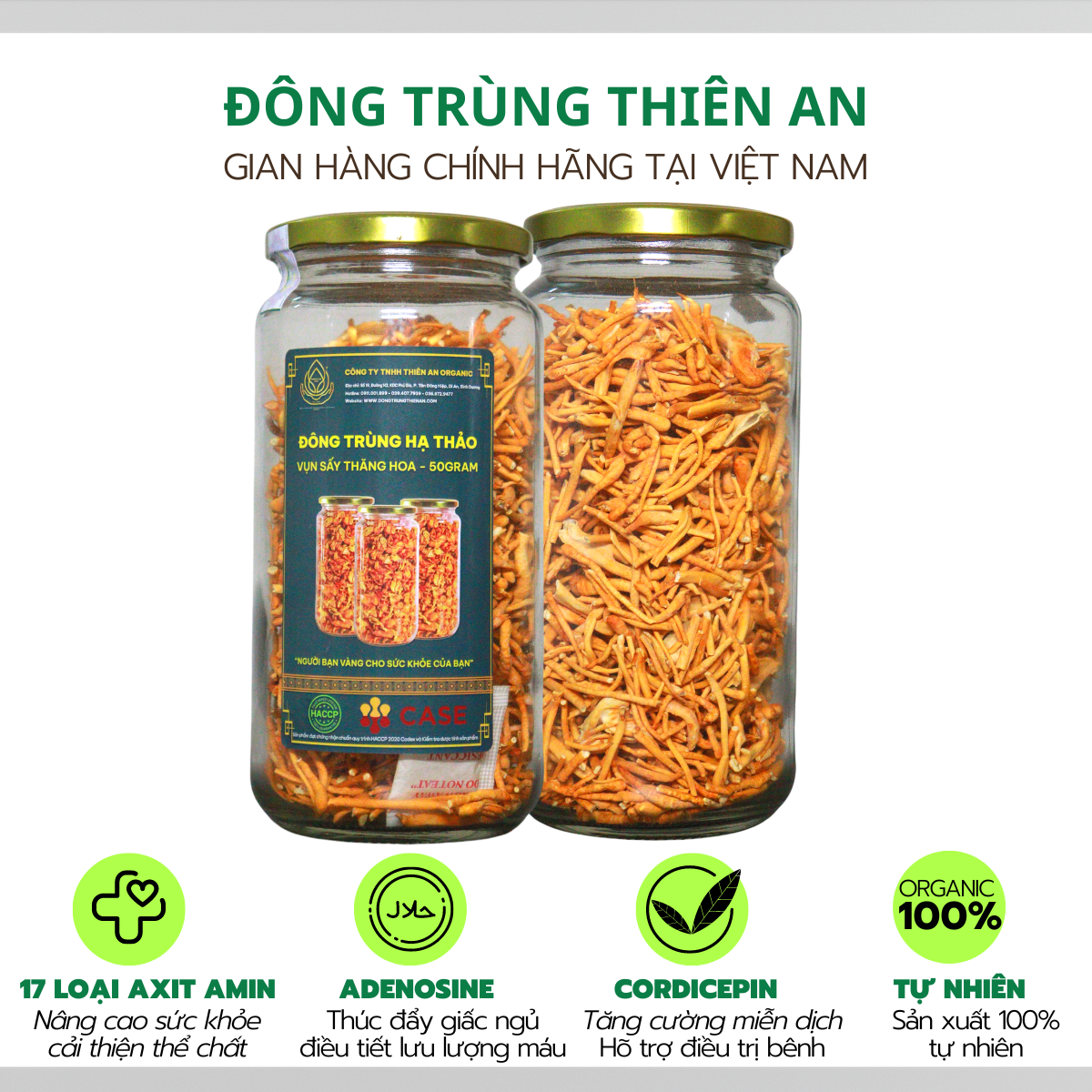 Sợi Gãy Đông trùng hạ thảo sấy thăng hoa cải thiện sức khỏe - Hũ 50gram tiết kiệm