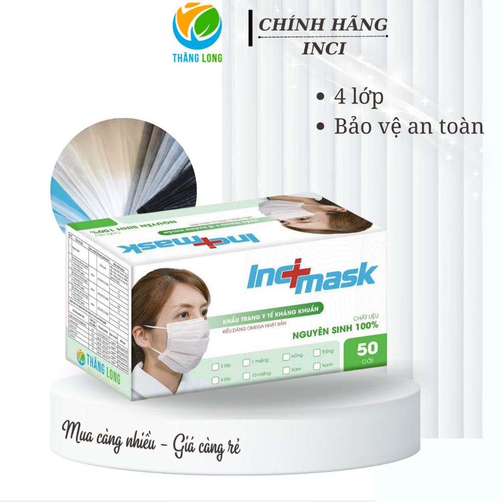 Khẩu trang y tế 4 lớp inci mask kháng khuẩn 50 cái