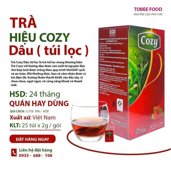 Trà Cozy Dâu túi lọc Hộp Tiện lợi | Trà Cozy ưu đãi