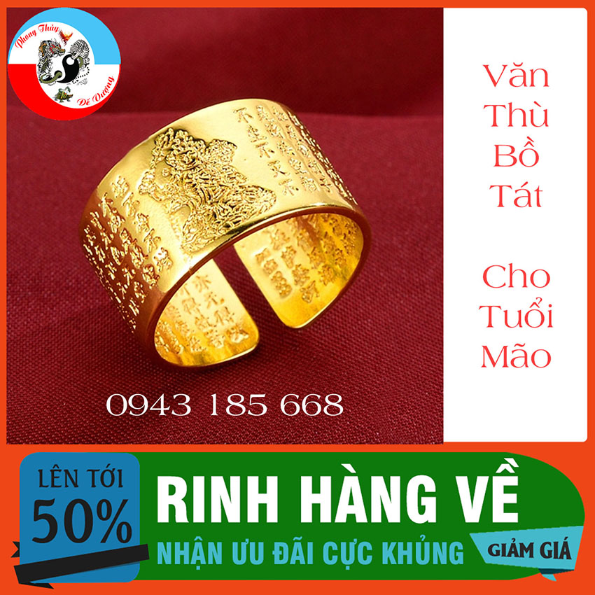 Nhẫn Phật Bản Mệnh - Khắc Kinh Chú Bát Nhã Tâm Kinh - Giúp Cuộc Sống Bình An - May Mắn - Mang Lại Tài Lộc - Phong Thủy Đế Vượng