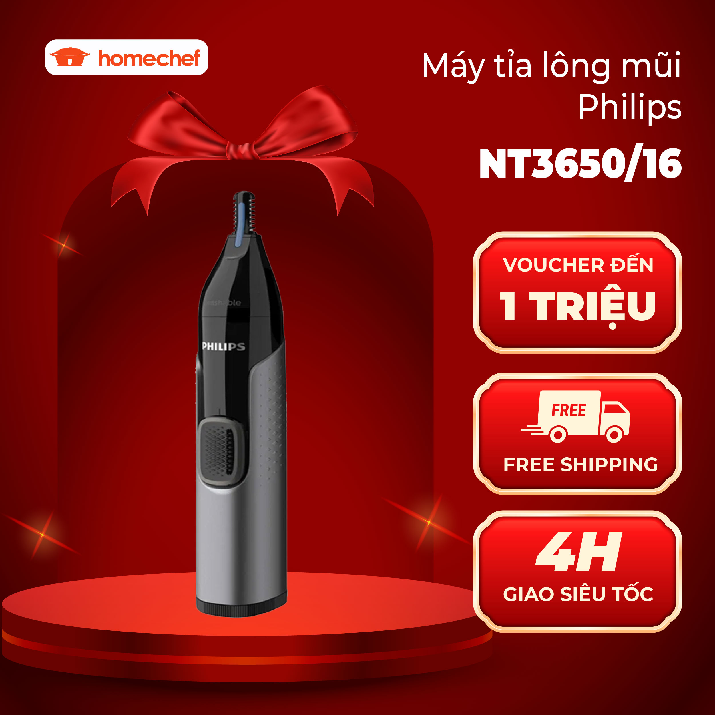 Máy tỉa lông mũi tai lông mày Philips với sự thoải mái và dễ dàng máy cắt 2 mặt chuyển động nhanh bảo hành 2 năm - NT3650 16