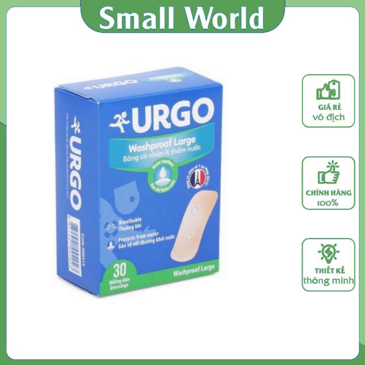 Băng cá nhân ít thấm nước urgo size lớn washproof 30
