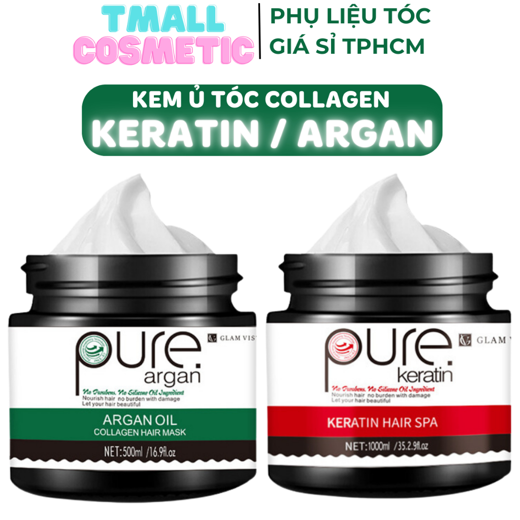 Kem ủ tóc pure keratin collagen argan oil 1000ml - ủ hấp tóc cung cấp dưỡng chất keratin tự nhiên | tmall cosmetic