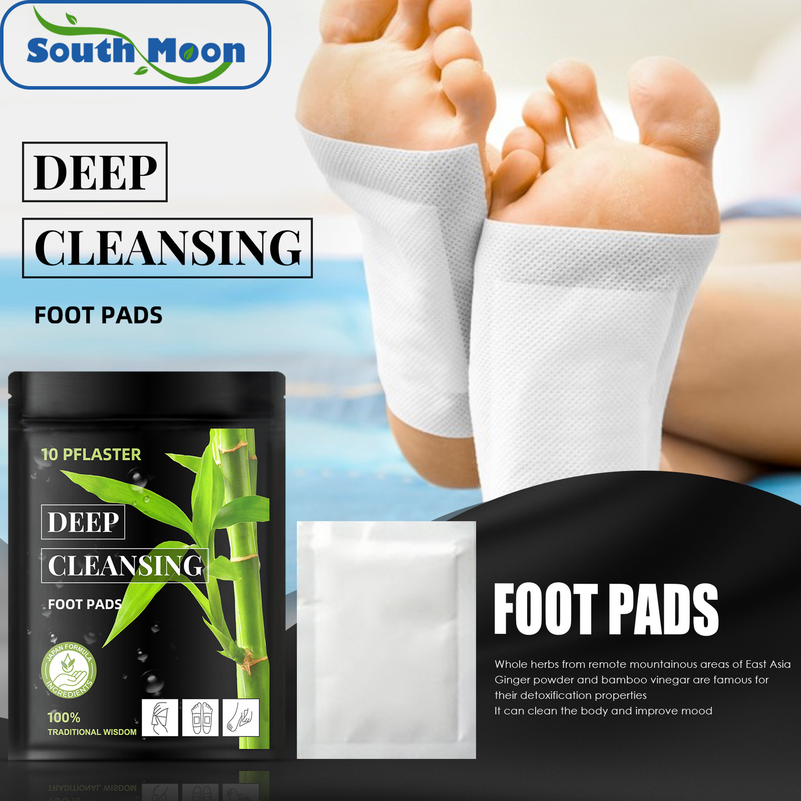 South Moon  Deep Cleaning Foot Patch   Scattered Wet Foot Massage Helps Sleep Relieve Body and Mind Body Care