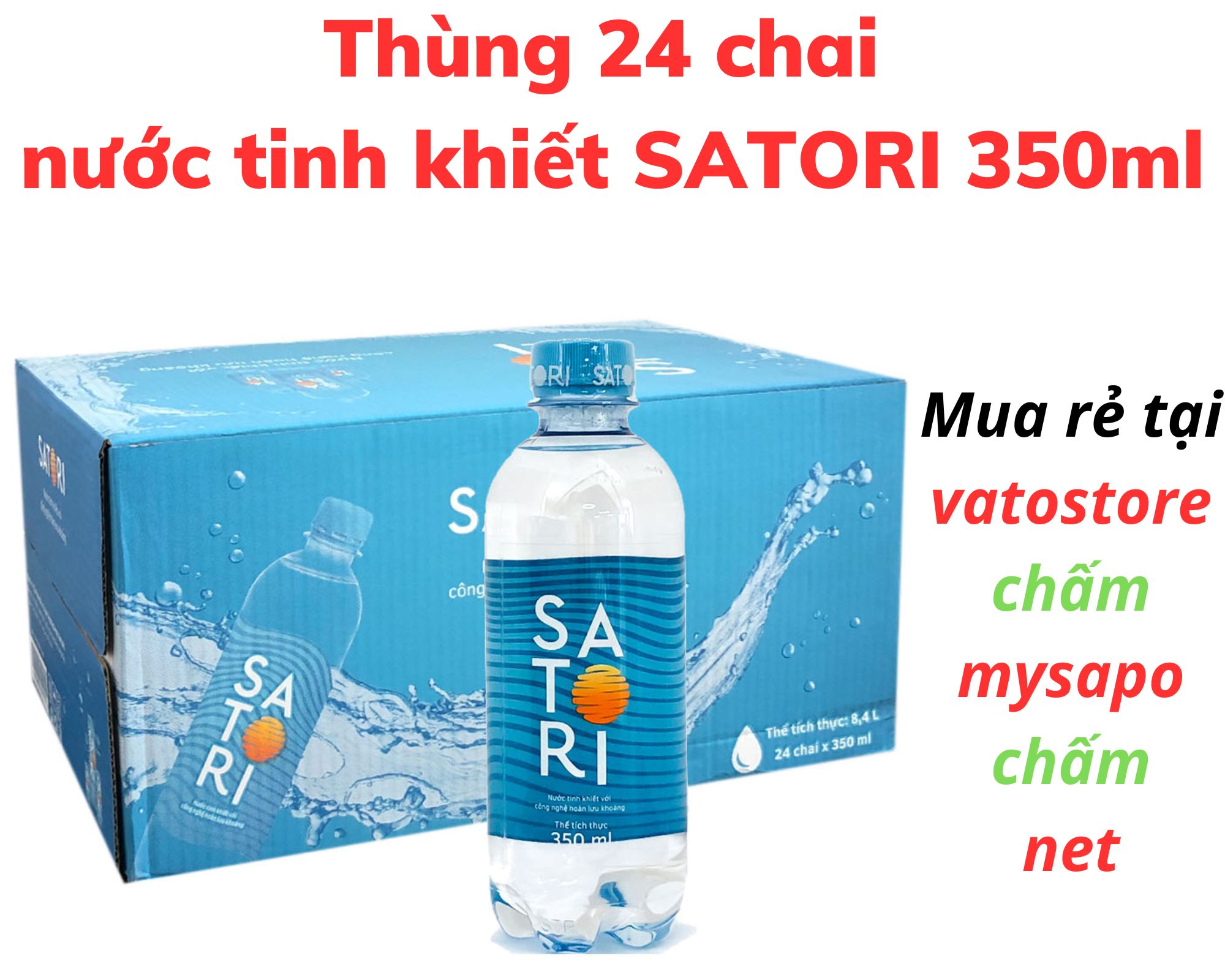 Thùng 24 chai nước tinh khiết SATORI hoàn lưu khoáng 350ml / Lốc 6 chai nước tinh khiết hoàn lưu khoáng SATORI 350ml