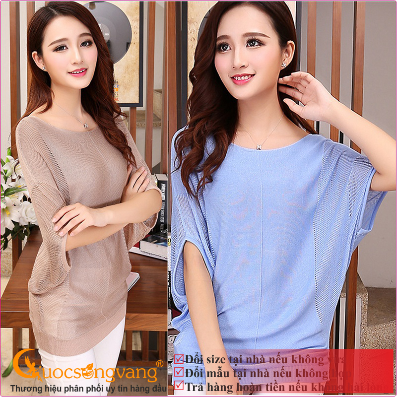 Áo nữ áo len nữ kiểu mùa hè cánh dơi tay ngắn hiệu Queenbe GLA024 Cuocsongvang