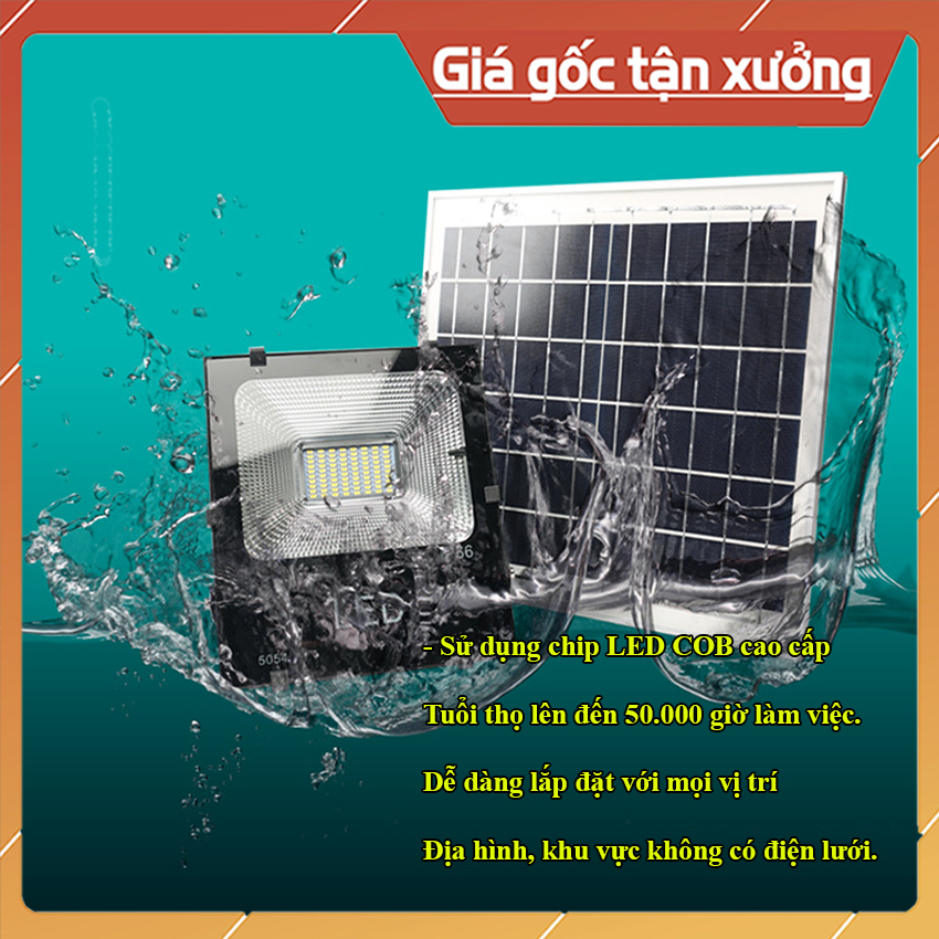 [HCM]Đèn pha năng lượng mặt trời solar 10w tự động tắt khi trời sángkhông tốn tiền điện tốn dây sợ giật điện 0302 -10W