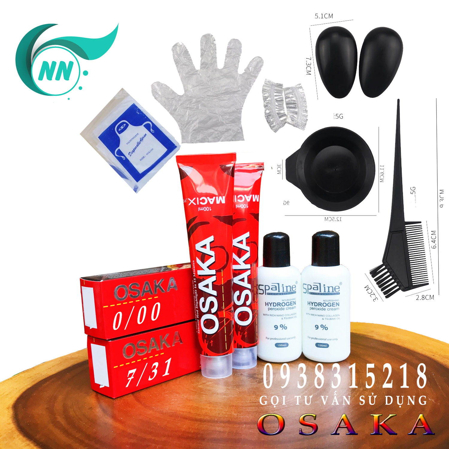 Combo 2 Tuýt OSAKA 7/31 Màu Đồng Và 0/00 + 2 Oxy 9 ,1 cặp bao tay , 1 cặp chụp tai nhựa , 1 cặp chụp bao nilong , 1 bát nhuộm , 1  bát nhuộm , 1 chổi lược quét  , 1 áo choàng mặc 1 lần