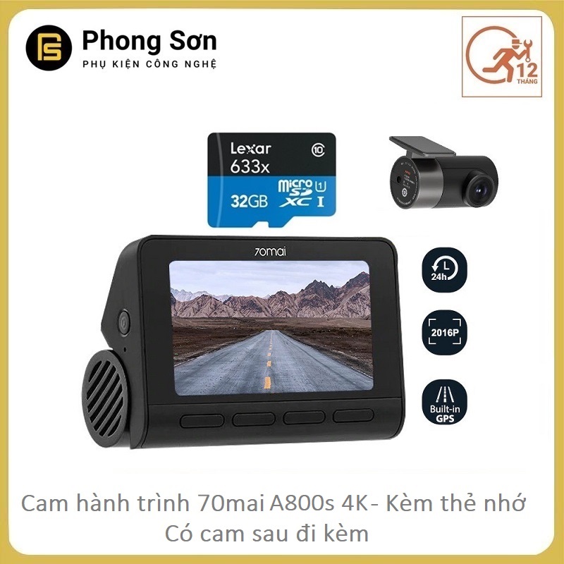 Camera hành trình 70mai Dash Cam A800s 4K - Kèm cam sau RC06 - Phiên bản quốc tế -BH 12 Tháng