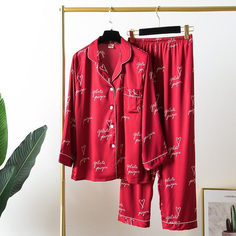 Bộ đồ ngủ mặc nhà pajamas lụa họa tiết hisexy p46