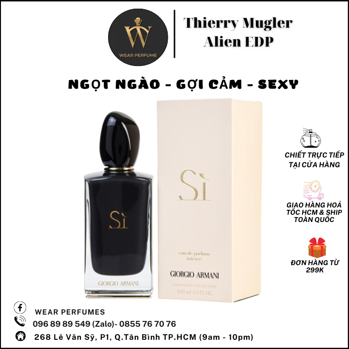 Nước hoa Giorgio Armani Sì Intense - Phong cách Ngọt ngào, Gợi cảm, Sexy - Fullsize và Chiêt