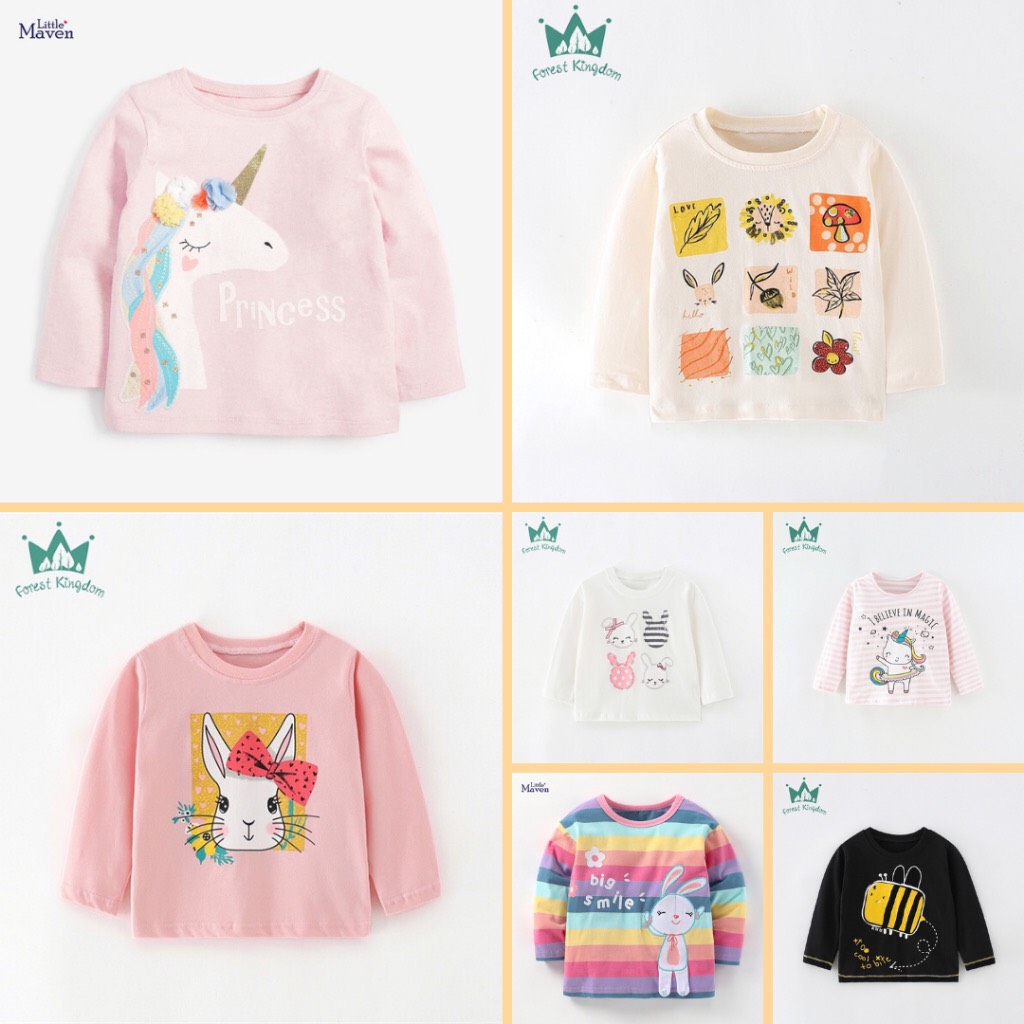 Áo Thun Thu Đông Cotton Nhiều Mẫu Cho Bé Gái Mẫu Mới 2023 P1 - Jumping Beans Official Store