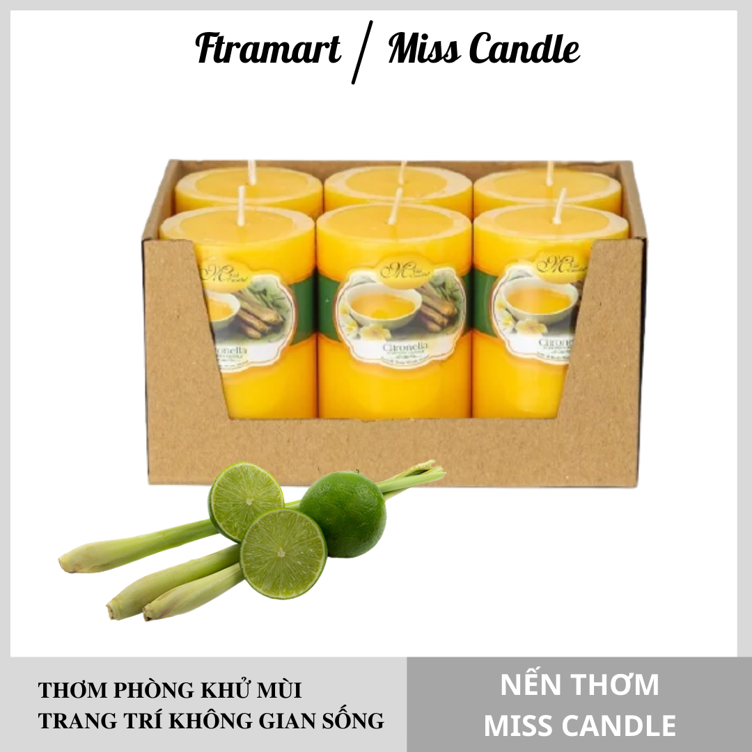 Khay 6 nến thơm trụ tròn D5H8 Miss Candle NQM0819 (Chọn màu)