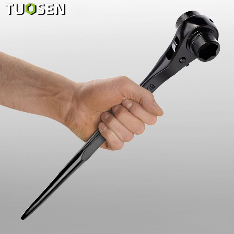 Cờ lê đuôi chuột, tuýp giàn giáo, cờ lê giàn giáo, Lắc tự động, có công tắc đảo chiều, chính hãng TUOSEN (18 cặp size từ 12mm tới 46mm)