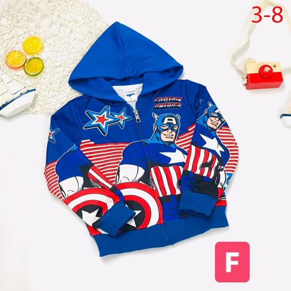 Áo khoác siêu anh hùng Captain cho bé 2-8 tuổi
