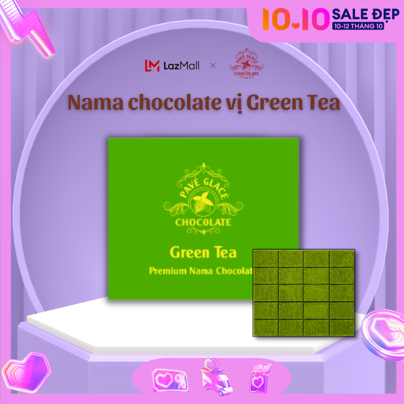 20 viên socola nama tươi - socola nama tươi vị trà xanh - green tea - pave glace chocolate - giao hàng nhanh 2h