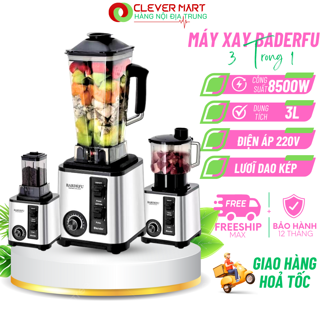 Máy Xay Sinh Tố Công Nghiệp BARDEFU 3 Cối Xay 8500W, Máy Xay Đa Năng, Xay Thịt, Xay Hạt, Xay Ngũ Cốc Siêu Khỏe - Bảo Hành