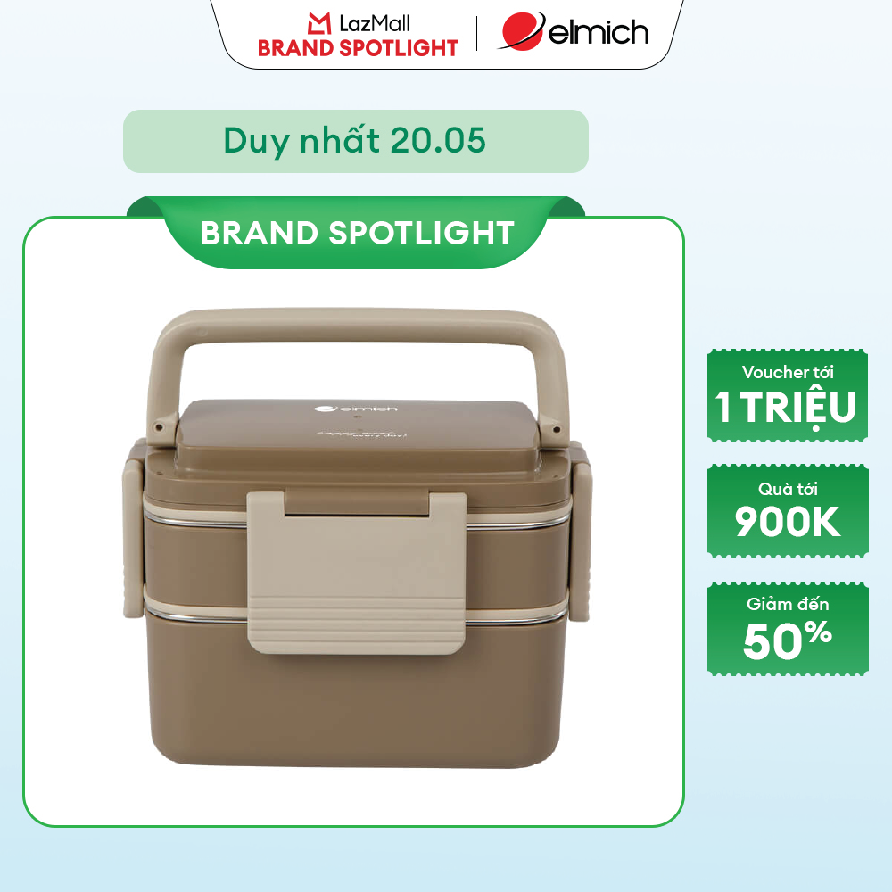 (MEGA 6.6)Hộp cơm 2 tầng inox 304 Elmich EL8313 dung tích 1.5L