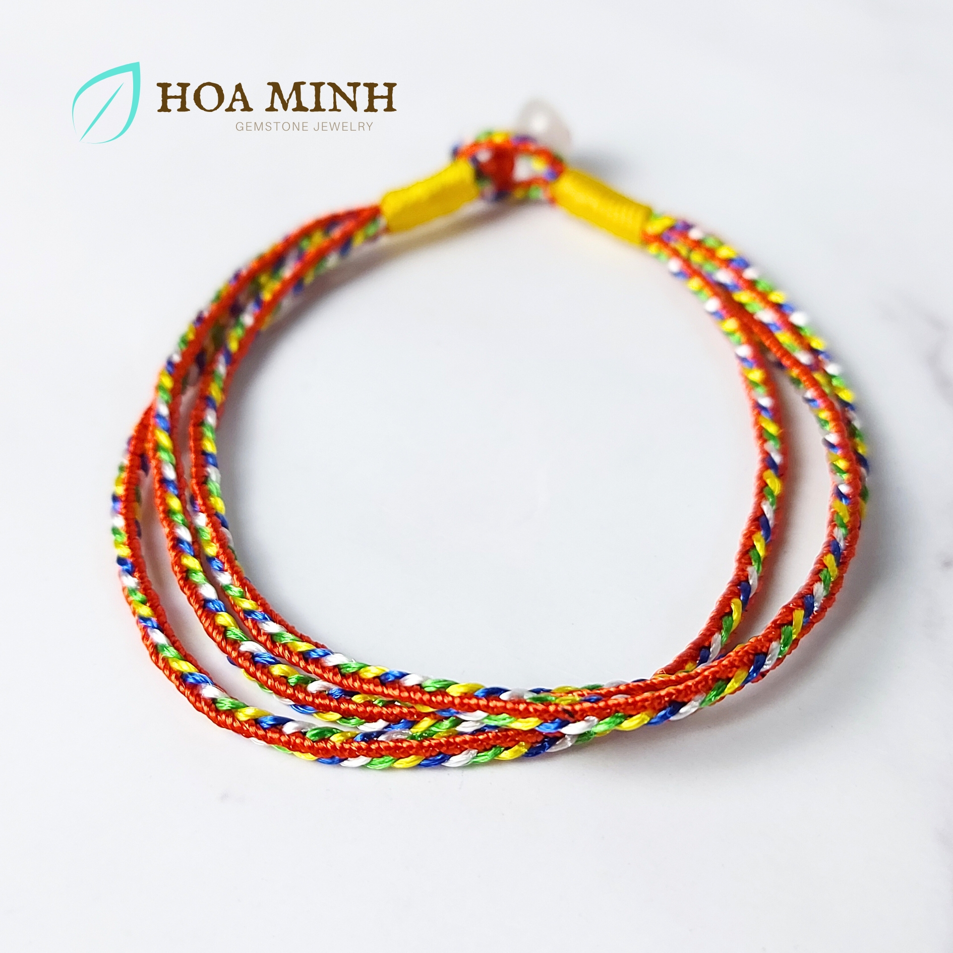 Vòng tay sợi chỉ handmade chặp 3 sợi làm một vòng tay phong thủy may mắn | Hoa Minh Gem