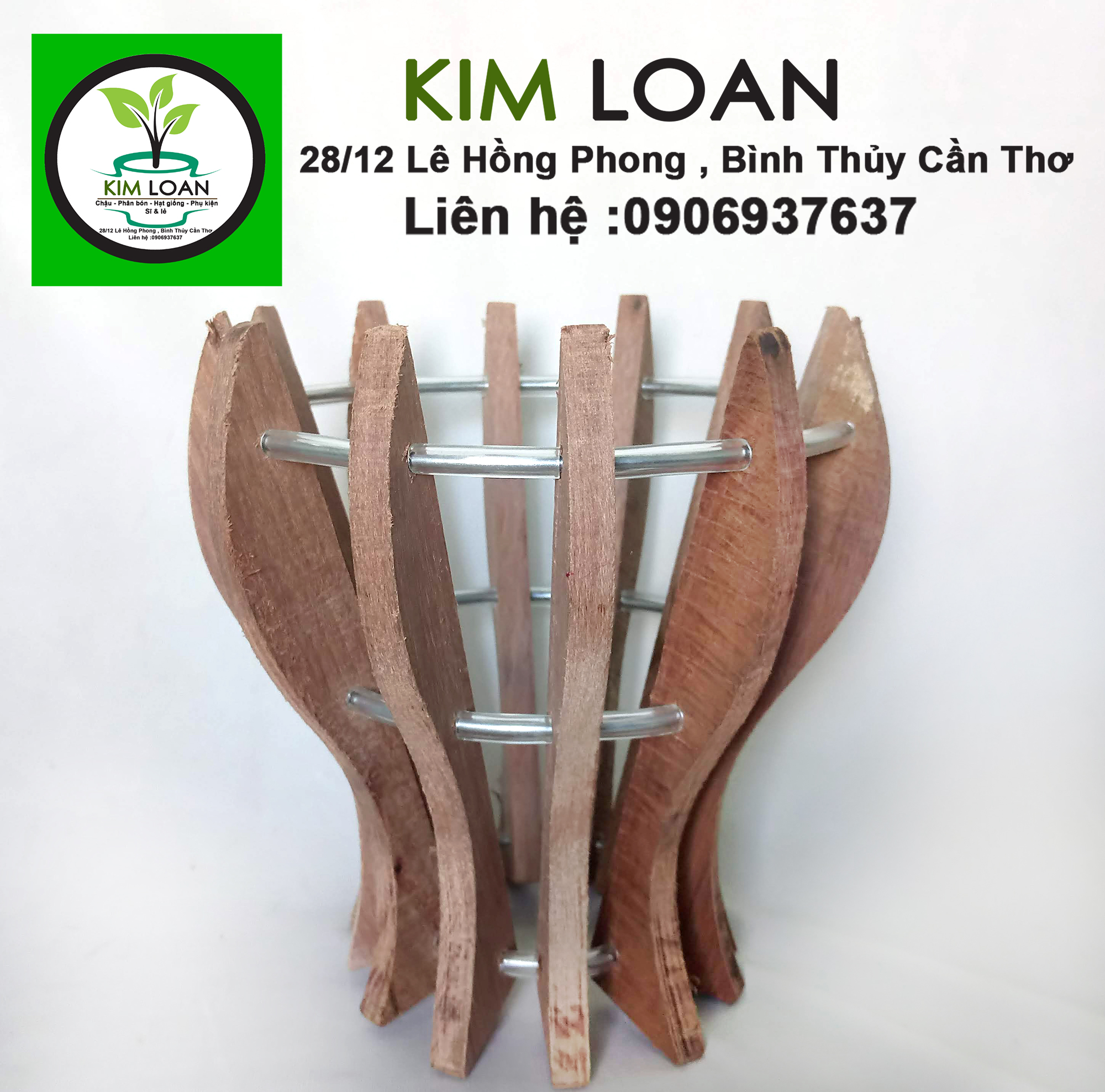 Combo 2 chậu lan gỗ hình ly 18x18cm