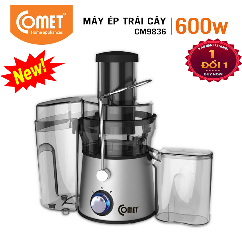 Máy Ép Hoa Quả Chậm  COMET, Công Suất 600w,  Với lưỡi dao không gỉ, giúp bạn xay nhuyễn các loại trái cây nhanh hơn, Khay ép cực lớn em nguyên cả quả, Không lẫn bã vào nước ép, Bảo Hành 12 Tháng